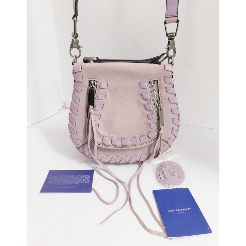 Rebecca Minkoff Vanity Saddle Leather Crossbody Hand Bag Women Violet Purple